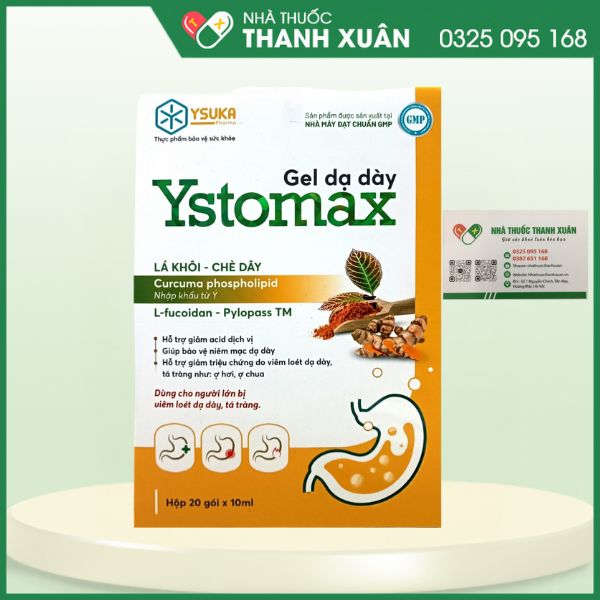 Gel dạ dày Ystomax - Hỗ trợ giảm acid dịch vị, giúp bảo vệ niêm mạc dạ dày